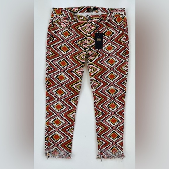Lucky & Blessed Mid rise Ankle Skinny Jeans Western Aztec Print Size 16, NWT - Picture 1 of 12